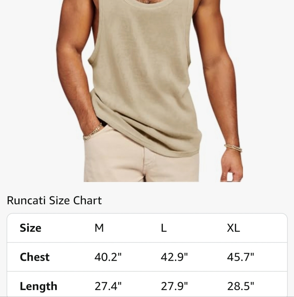 Men's Tan Tank Top - Picture 3 of 3